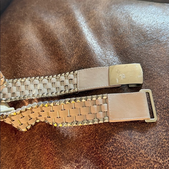 Suzi Roher Canadian Cream and silver leather & metal  Women\'s Belt size xl plus